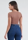 Blusa Básica Em Poliamida Manga Curta