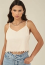 Blusa Em Linho Com Alça E Aplicação de Pérolas