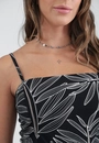 Vestido Midi Alça Estampa Maxi Folhagem Em Viscose