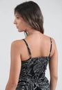 Vestido Midi Alça Estampa Maxi Folhagem Em Viscose