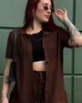 Camisa Manga Curta Em Tricô Vazado