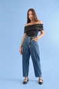 Calça Em Sarja Balloon Azul