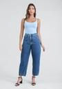 Calça Em Sarja Balloon Azul