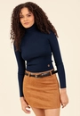 Blusa Cropped Trico Manga Longa Gola Alta