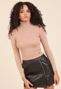 Blusa Cropped Trico Manga Longa Gola Alta