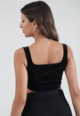 Cropped Corset Em PU Aveludado Estampa Cobra