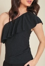 Blusa Em Malha Luréx Ombro Só Babados