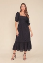 Vestido Midi Laise Com Babado Na Manga 3/4