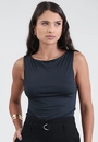 Blusa Malha Sem Manga Decote Canoa