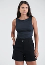 Blusa Malha Sem Manga Decote Canoa