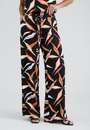 Calça Wide Leg Em Viscose Estampa Folhagens Color