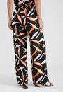 Calça Wide Leg Em Viscose Estampa Folhagens Color