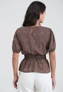 Blusa Manga Curta Com Elastex Em Viscose Poá