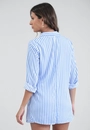 Camisa Manga Longa Alongada Em Viscose Listrada