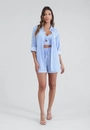 Camisa Manga Longa Alongada Em Viscose Listrada