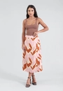 Saia Midi Em Viscose Estampa Natureza Terrosa