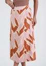 Saia Midi Em Viscose Estampa Natureza Terrosa