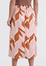 Saia Midi Em Viscose Estampa Natureza Terrosa
