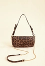 Bolsa Baguete Animal Print Com Corrente