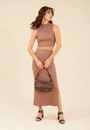 Bolsa Baguete Animal Print Com Corrente