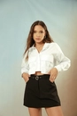 Camisa Cropped Em Tricoline Manga Longa Bolso