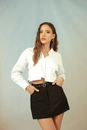 Camisa Cropped Em Tricoline Manga Longa Bolso