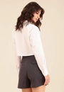 Camisa Cropped Em Tricoline Manga Longa Bolso