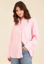 Camisa Oversized  Manga Longa Listrada Em Crepe