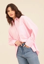 Camisa Oversized  Manga Longa Listrada Em Crepe