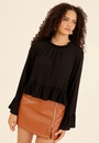 Blusa Bata Em Viscose Manga Longa Com Recortes