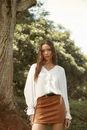 Blusa Bata  Em Chiffon Manga Longa Com Babados