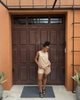 Short Em Linho Com Prega E Elástico Costas