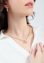 Colar Metal Corrente  Lua Strass