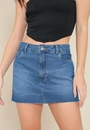Saia Jeans Curta Com Bolso