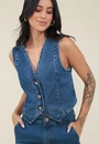 Colete Jeans Recorte Frontal