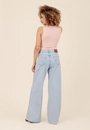 Calça Jeans Pantalona Com Prega