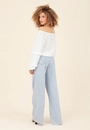 Calça Jeans Pantalona Com Prega