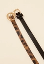 Kit De 2 Cintos Finos Liso E Animal Print