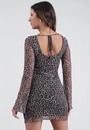 Vestido Curto Manga Longa Em Tule Animal Print