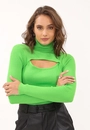 Blusa Tricô Gola Alta Vazada