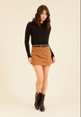 Saia Curta Em Suede Com Cinto