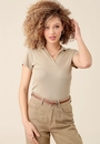 Blusa Polo Em Malha Canelada Manga Curta