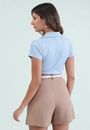 Blusa Polo Em Malha Canelada Manga Curta
