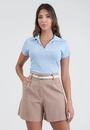 Blusa Polo Em Malha Canelada Manga Curta
