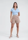 Blusa Polo Em Malha Canelada Manga Curta