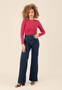 Calça Jeans Wide Leg Com Elastano Bolso