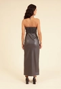 Vestido Midi Em Pu Recortes Zíper