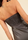 Vestido Midi Em Pu Recortes Zíper