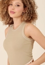 Blusa Regata Em Malha Canelada Com Viés