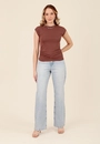 Blusa Muscle Tee  Em Malha Tricô Franzido Lateral